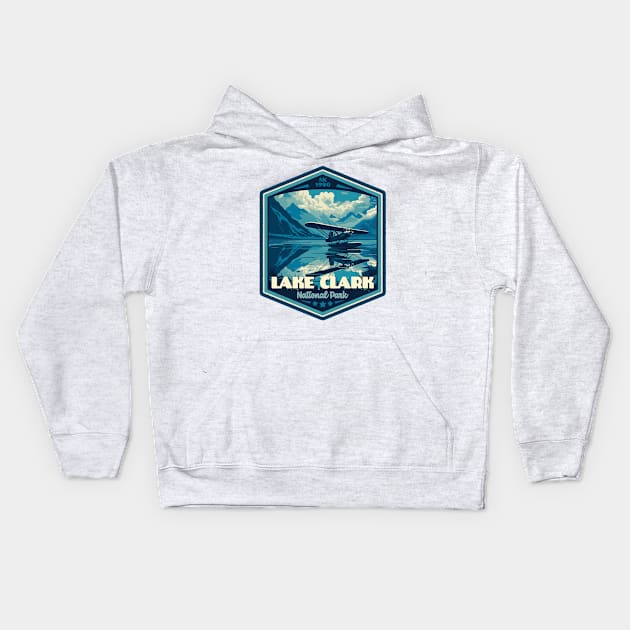 Lake Clark National Park Vintage WPA Style National Parks Art Kids Hoodie by GIANTSTEPDESIGN